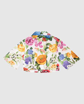 Dolce&Gabbana Children's cropped blouse in floral print with logo L55S69HS5S5812+