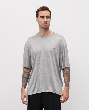 Ami Paris Grey melange silk T-shirt UTS333JE0124