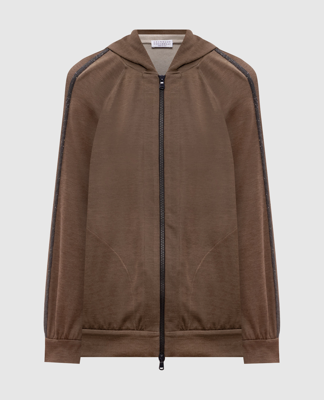 Brown Monil Chain-Lace Silk Sports Jacket