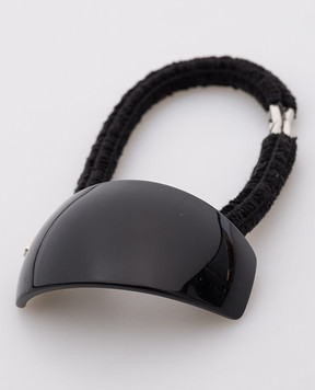Alexandre De Paris Black hair tie with logo APY78