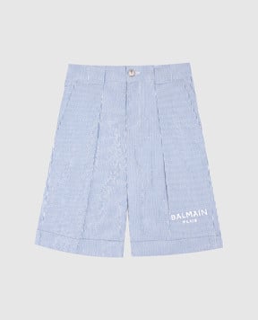 Balmain Children's blue striped shorts BW6R69P0487410