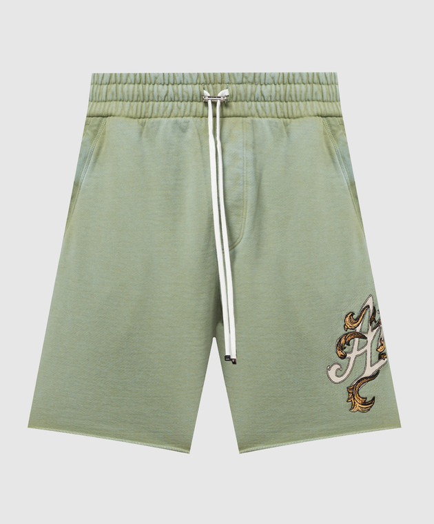 【国内正規】AMIRI 24SS FILIGREE SHORTS M アミリ Amiri Filigree Cursive Logo Green Flared Shorts | Depop