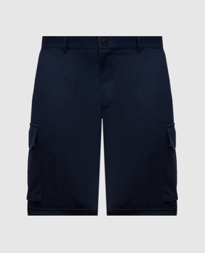 Stefano Ricci Blue cargo shorts with linen M1T5100210BN2929