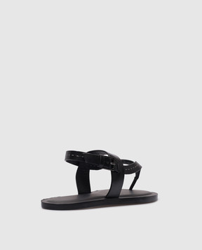 Max Mara THONGSTITCH black leather sandals THONGSTITCH