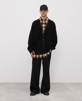 Juun.j Black double-layer cardigan with wool JC5851P615