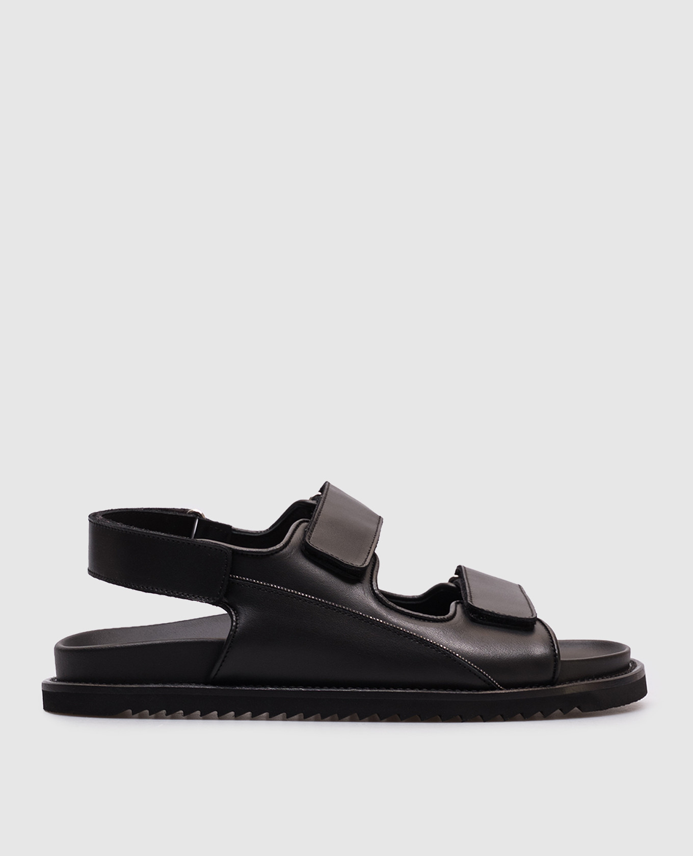 Black leather sandals with monil chain Doucal's