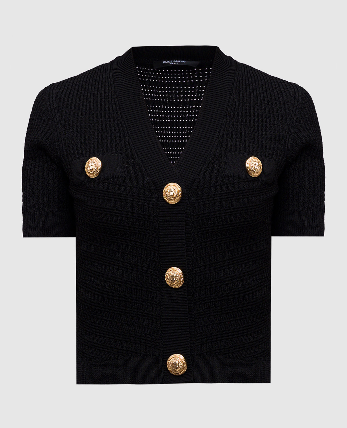 

Black short-sleeved patterned cardigan Balmain