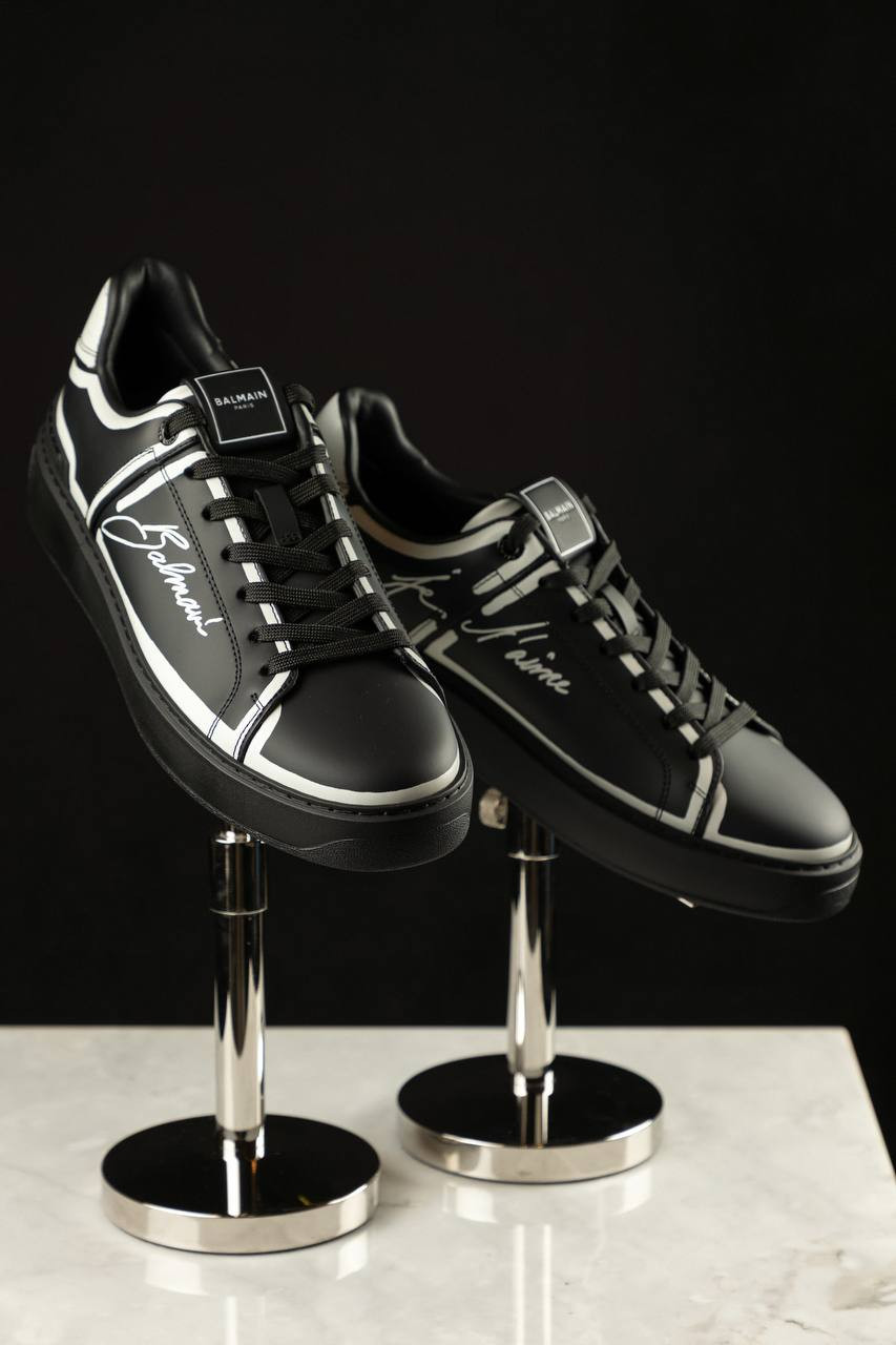 

B-Court black leather sneakers with logo Balmain