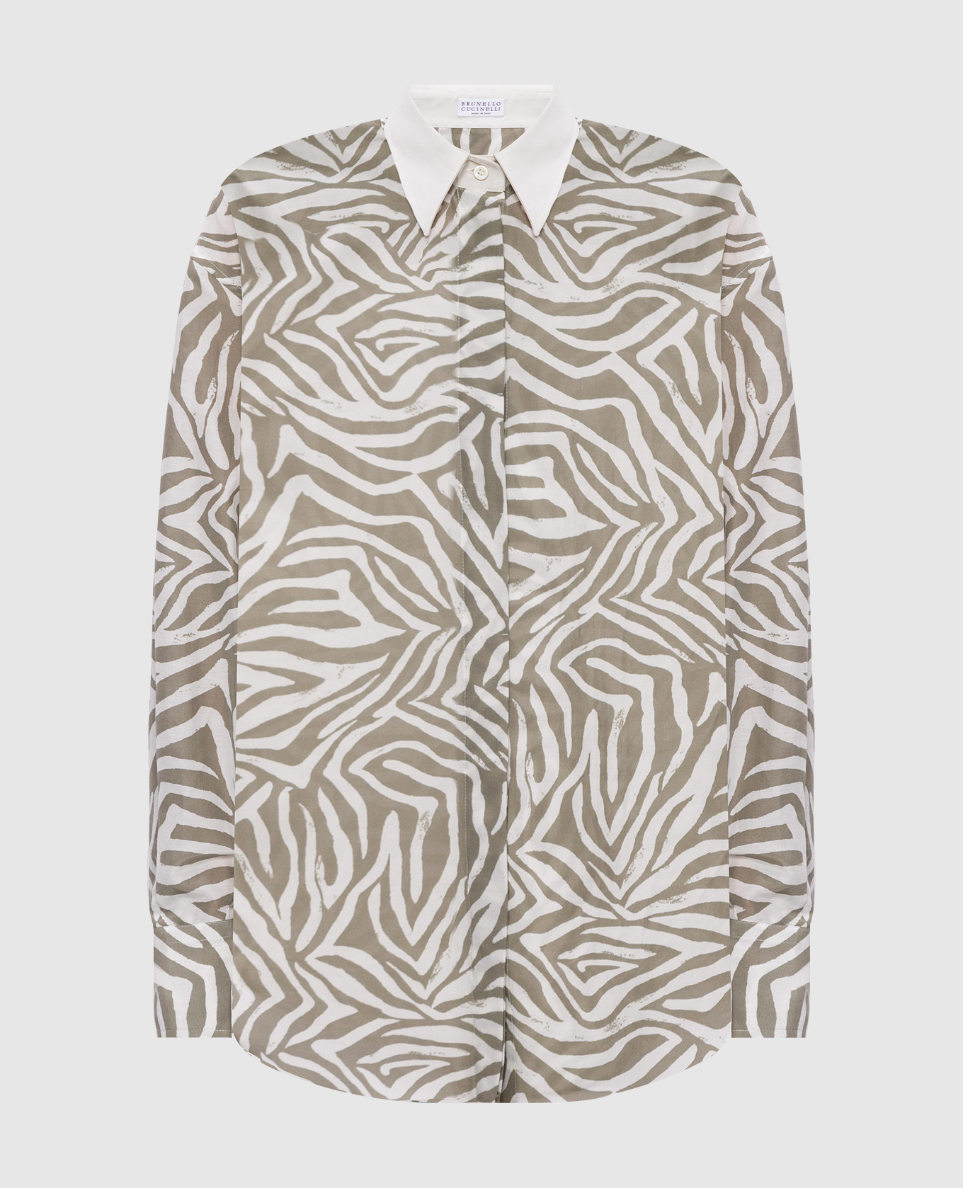 Khaki printed blouse Brunello Cucinelli