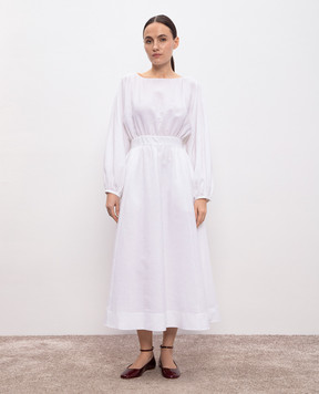 Gabriela Hearst Ahmose white linen midi dress 3254287LA003