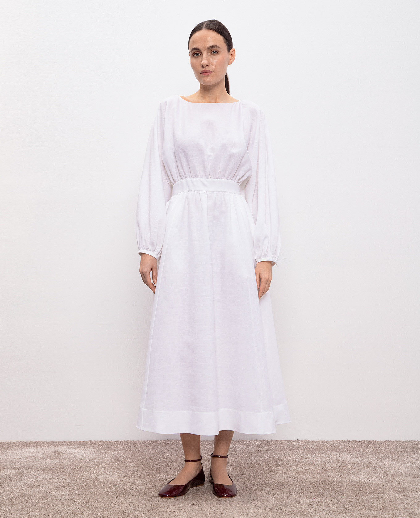 

Ahmose white linen midi dress Gabriela Hearst