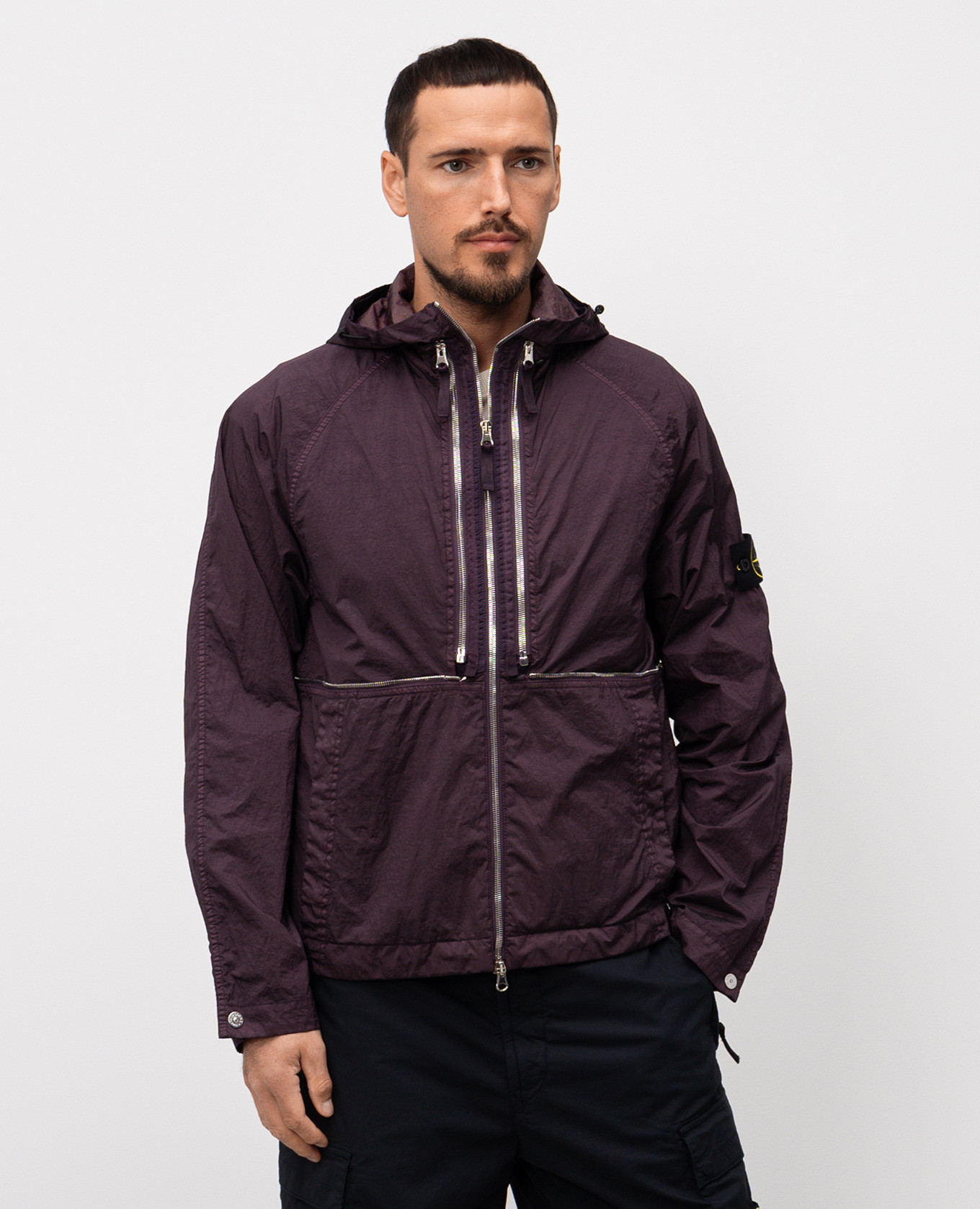 

Purple logo-print transformer jacket Stone Island, Violet
