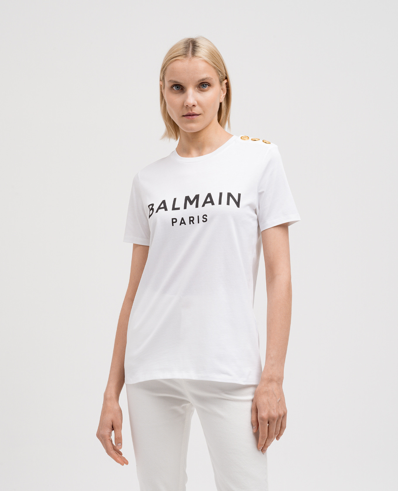

White t-shirt with contrasting logo print Balmain
