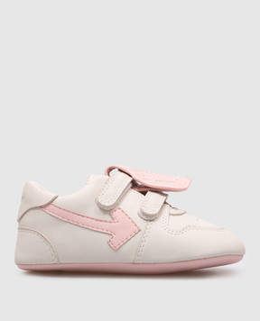Off-White Children's white leather sneakers with logo OGIX001S25LEA001