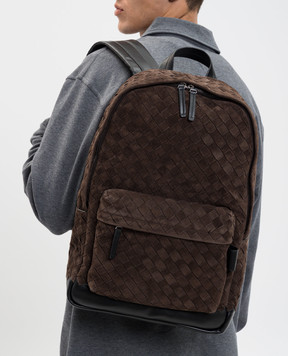 Bottega Veneta Brown suede woven backpack 828117V1QEC