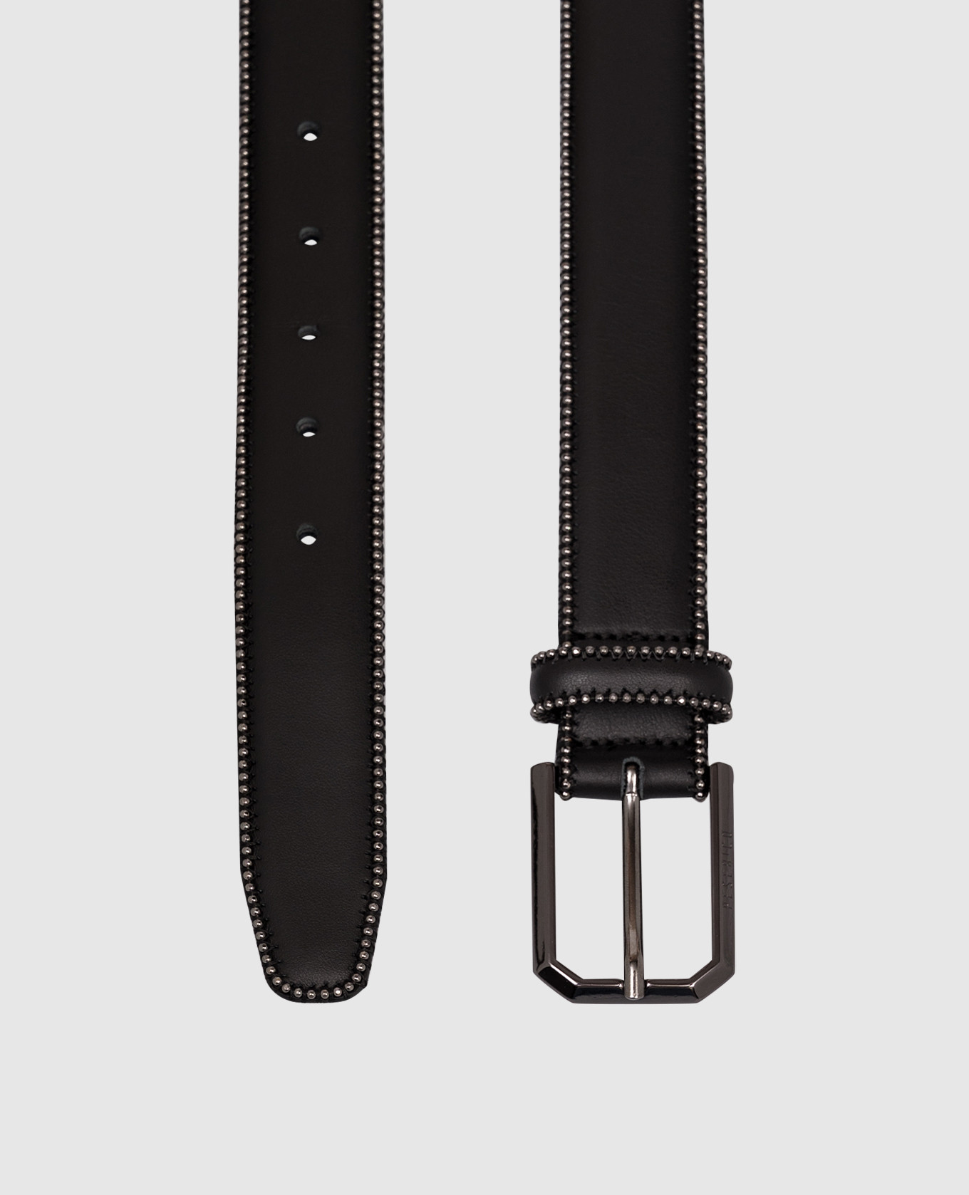 Black leather belt with monil chain Peserico 3