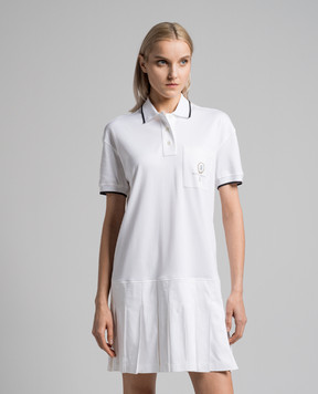 Brunello Cucinelli White Pleated Logo Dress ML824AEN41