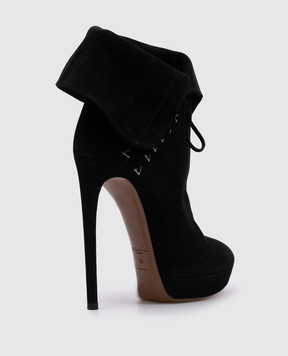 Alaia Black suede ankle boots with laces 4W3T068CC05