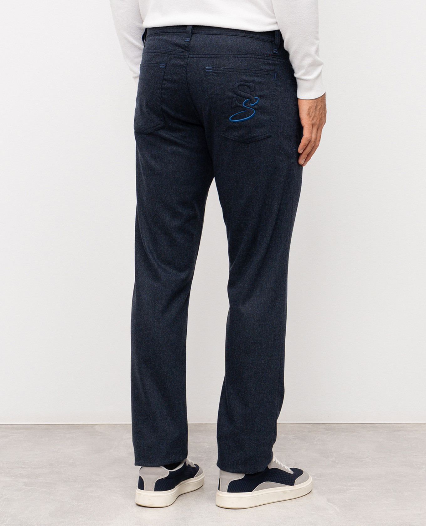 

Blue wool and cashmere pants with monogram Scissor Scriptor