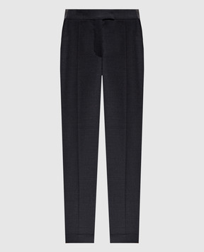 Brunello Cucinelli Gray wool trousers with monil chain MG912P8748