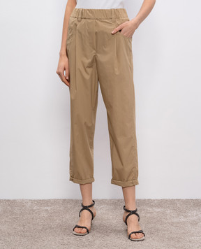 Brunello Cucinelli Beige pants with a monil chain M0H93P8907