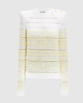 Balmain White tweed sweater with sequins DF1KD005KG71