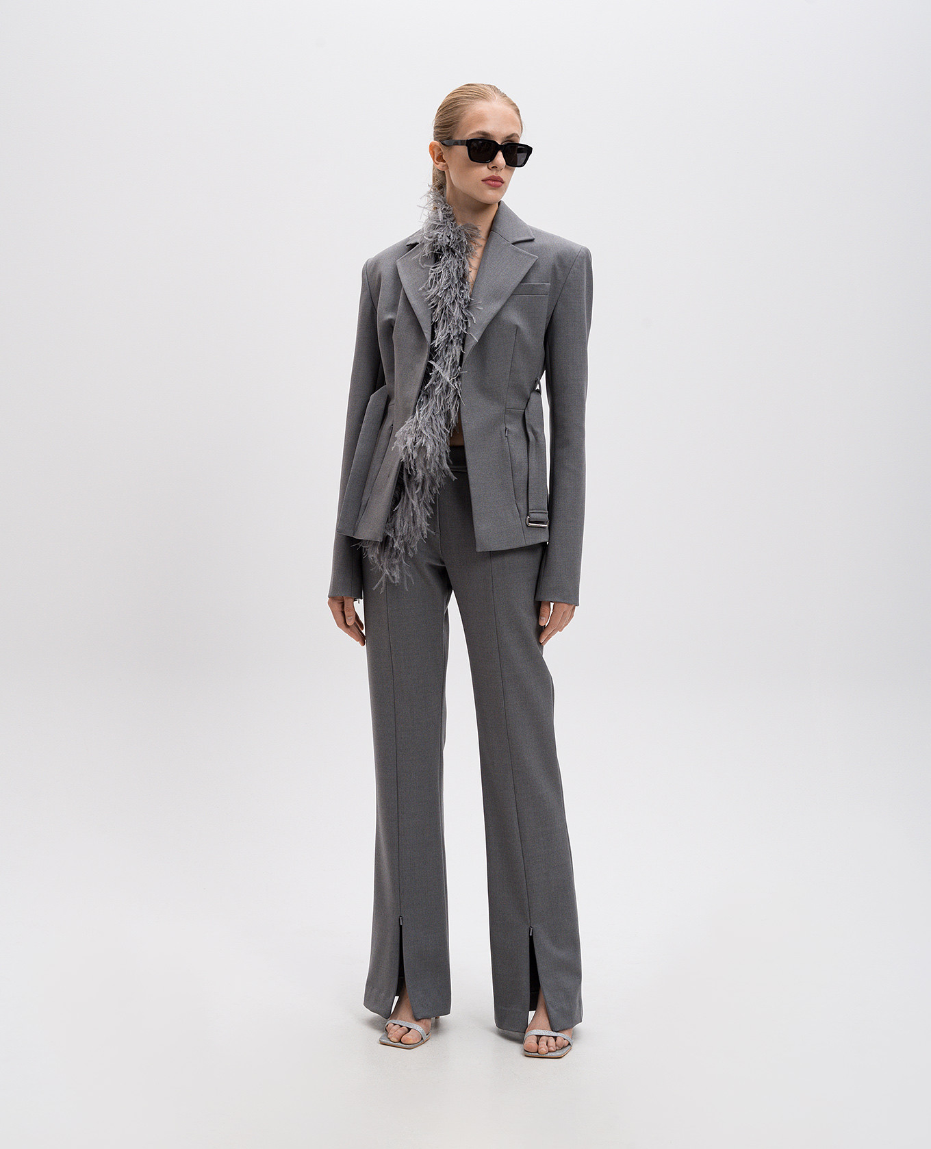Gray wool flared pants David Koma 2