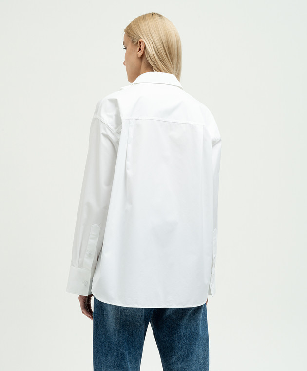 Valentino - White blouse with Hibiscus floral appliqué