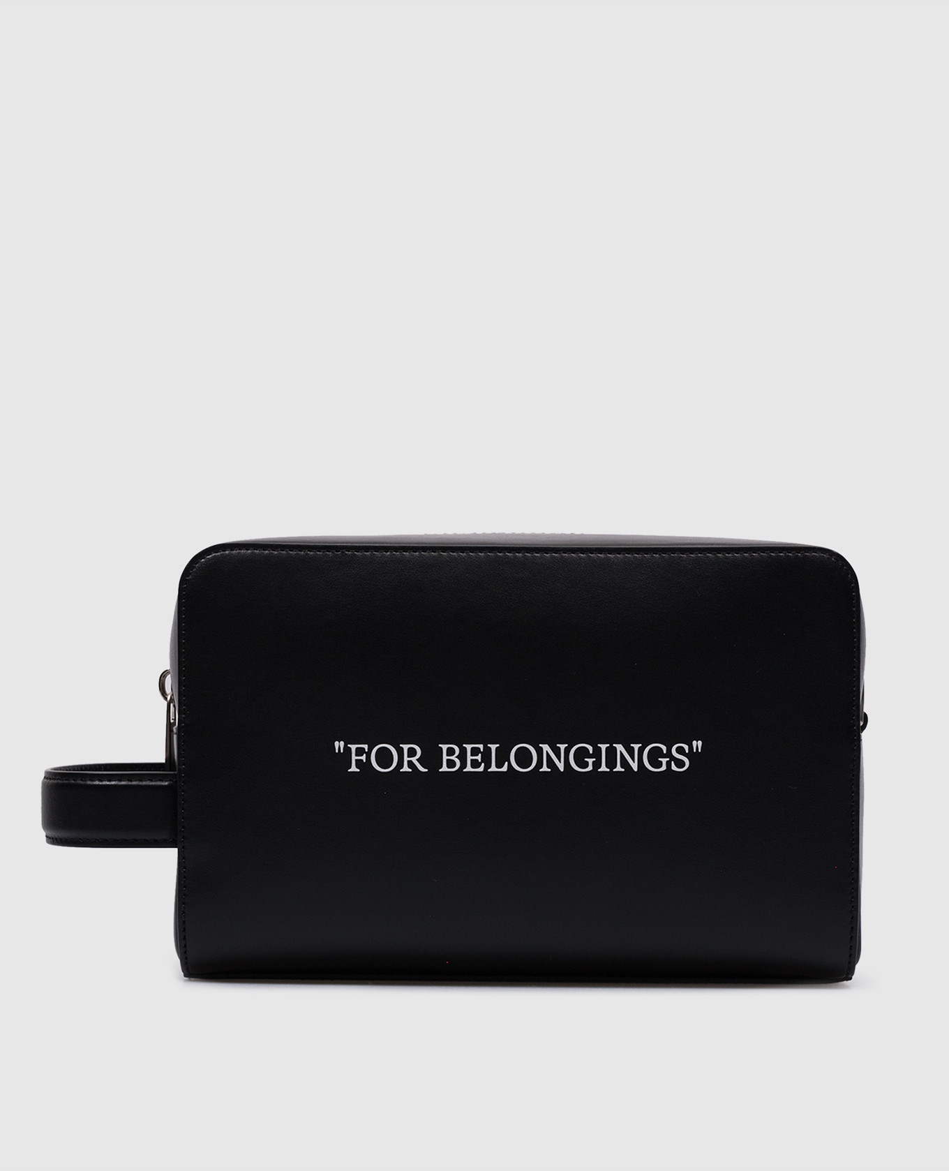 

Black leather toiletry bag with For Belongings print Off-White