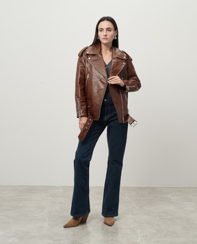 Babe Pay Pls Brown leather jacket 2106PULAP