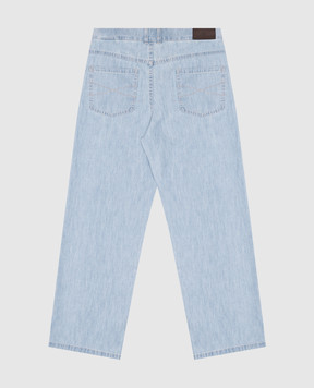 Brunello Cucinelli Children's blue jeans with logo BH192P644B