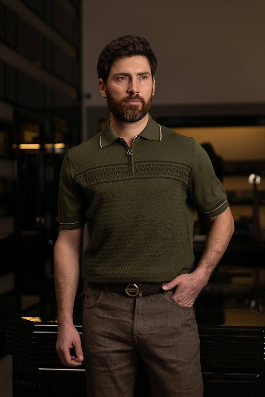 

Green polo with silk Stefano Ricci