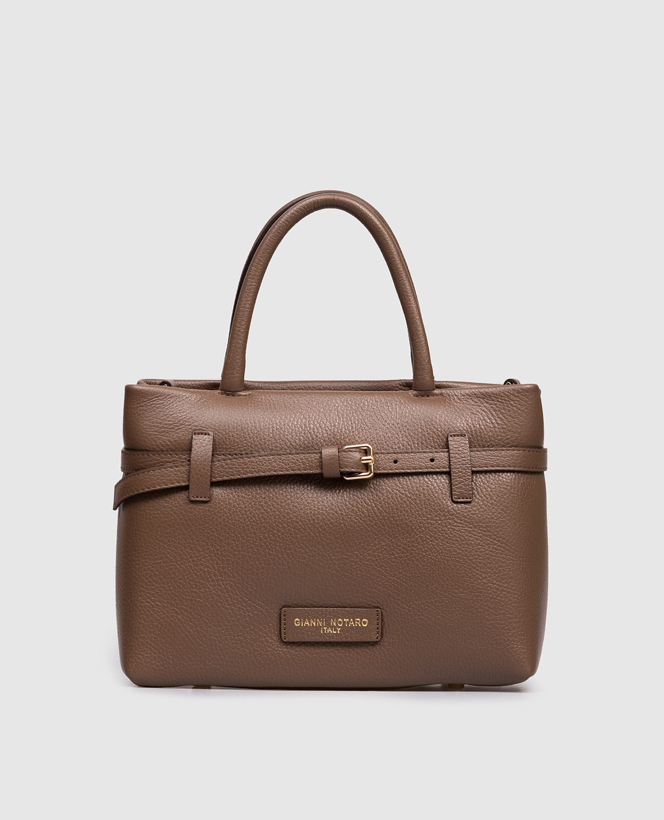 

Brown leather bag with logo patch Gianni Notaro