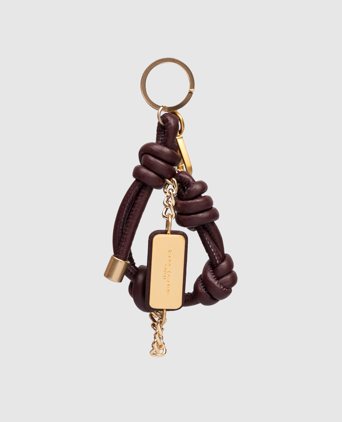 

Burgundy leather bag keychain with logo Gianni Chiarini