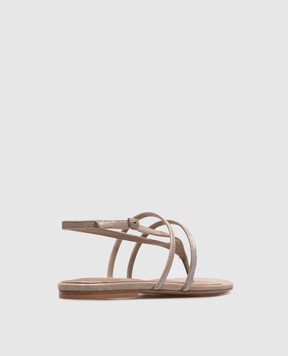 Peserico Beige leather sandals with a monil chain S39675C0RCC424