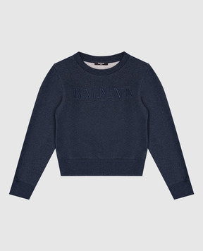 Balmain Children's blue sweatshirt with logo embroidery BX4B80Z3303610