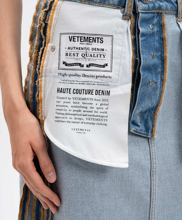Vetements - Midi blue denim skirt with inside out effect