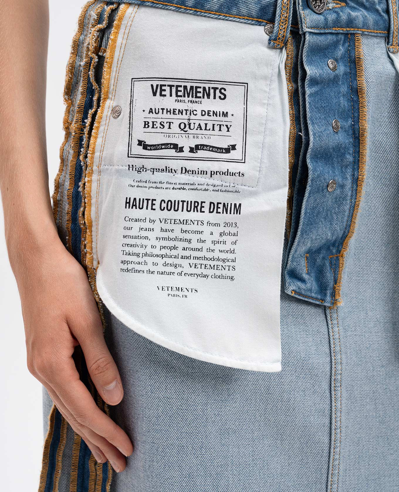 Midi blue denim skirt with inside out effect Vetements 5