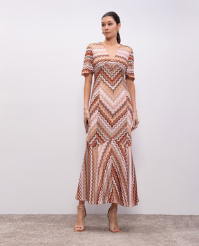 Missoni Brown maxi dress with lurex pattern DS25SG1JBR00ZV