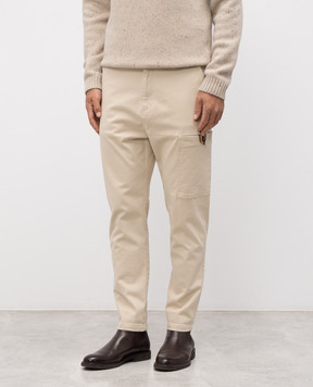 Altatensione Beige pants with logo patch 02535P0055