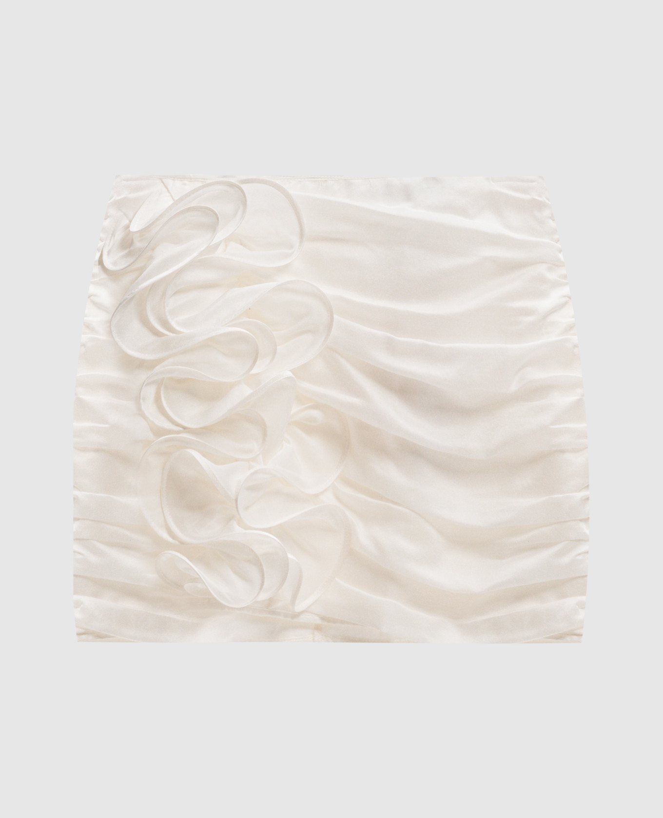 

White Gian Silk Draped Mini Skirt Charo Ruiz
