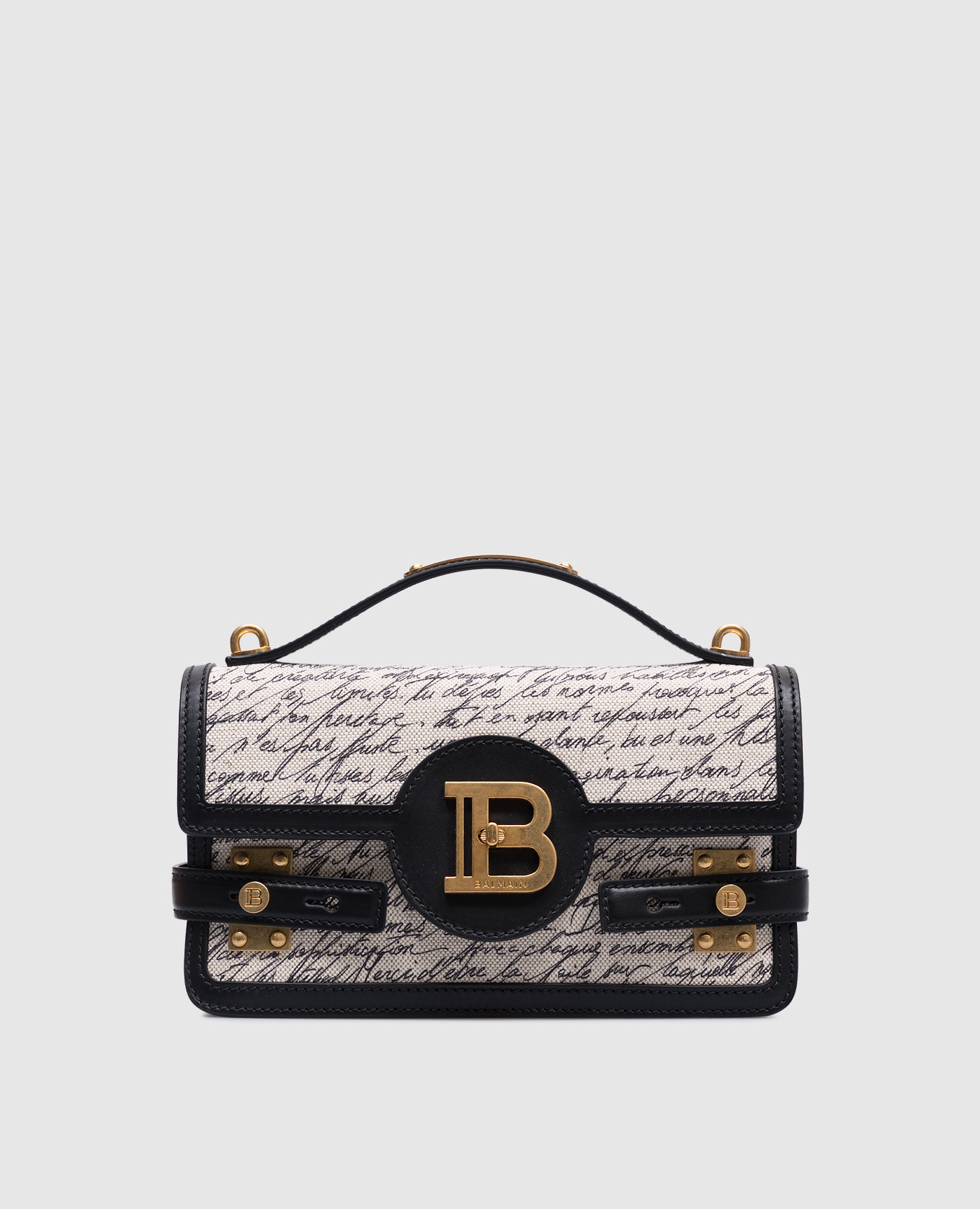 

B-Buzz Shoulder 24 Black Leather Messenger Bag with Monogram Logo Balmain