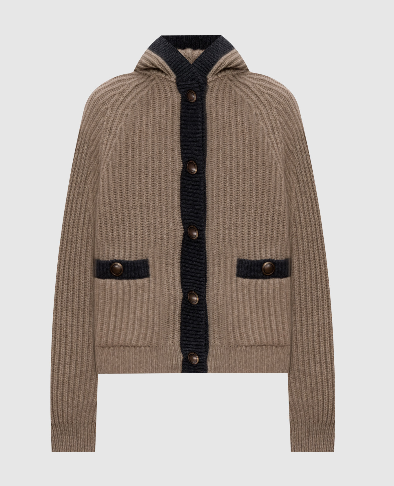 

Brown cashmere cardigan with hood Brunello Cucinelli