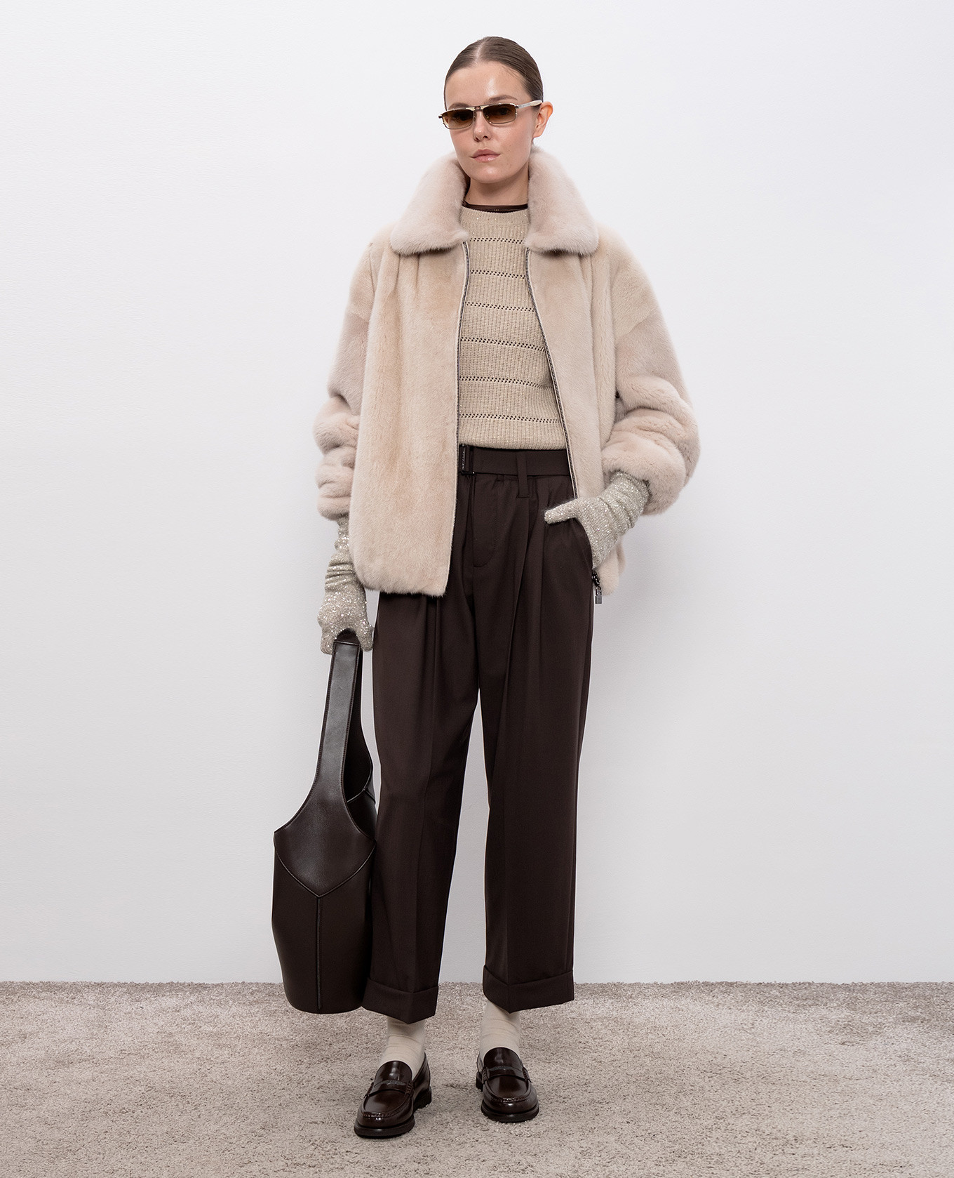 

Brown silk top Brunello Cucinelli