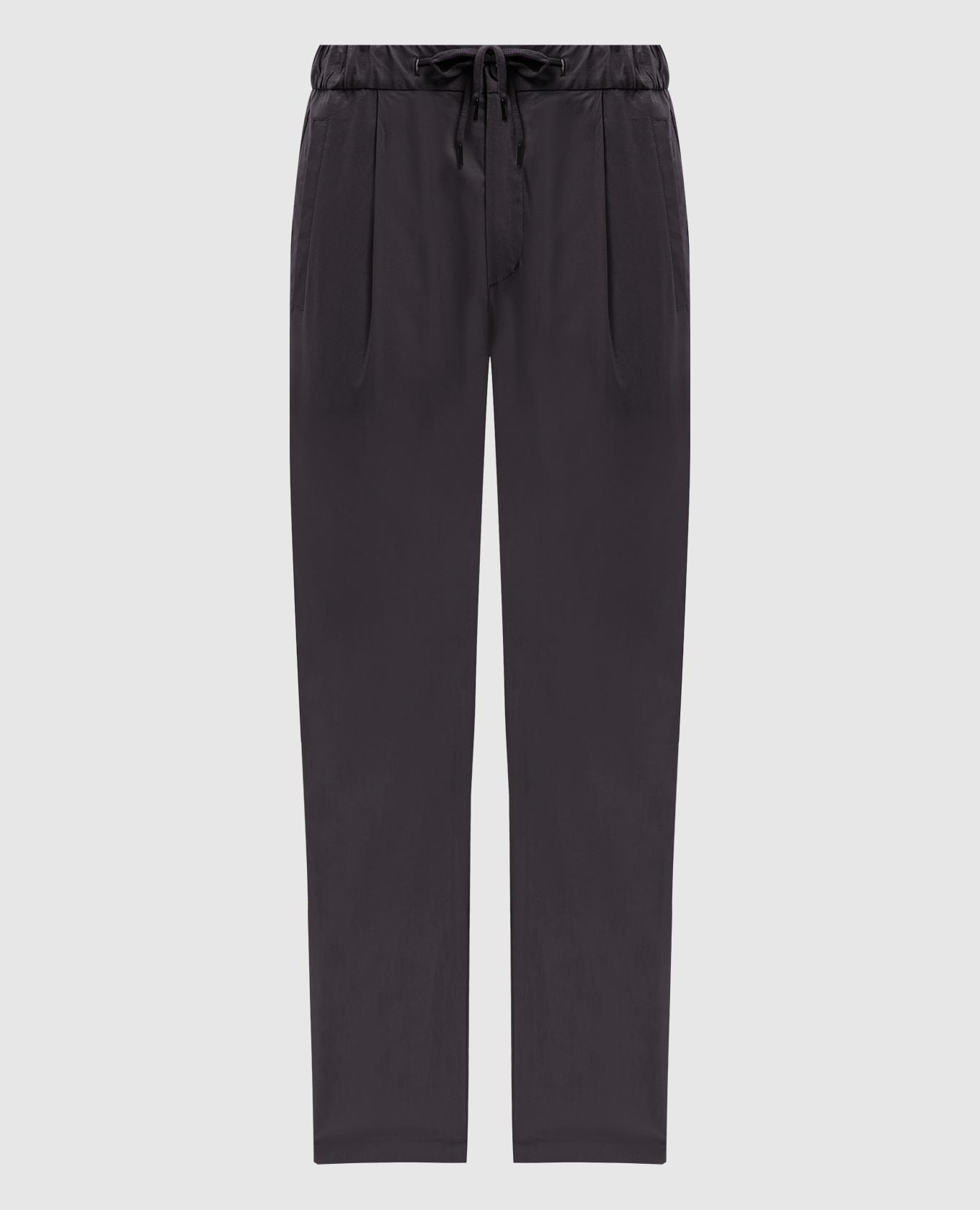 Grey pants with metal plate with engraved logo Herno