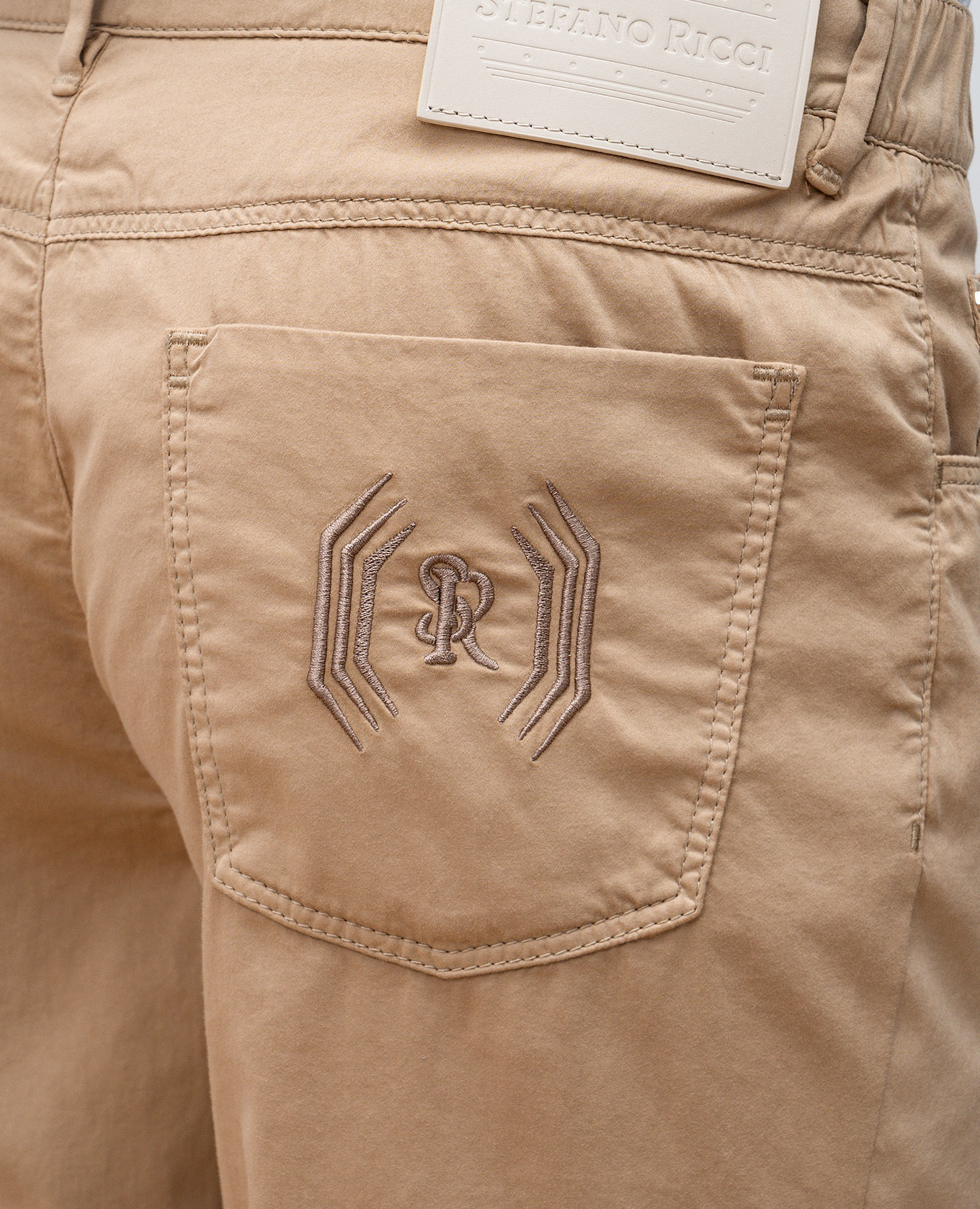 

Beige silk pants with logo Stefano Ricci