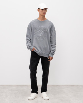 Balmain Grey sweatshirt with logo embroidery FH1JS013BD08