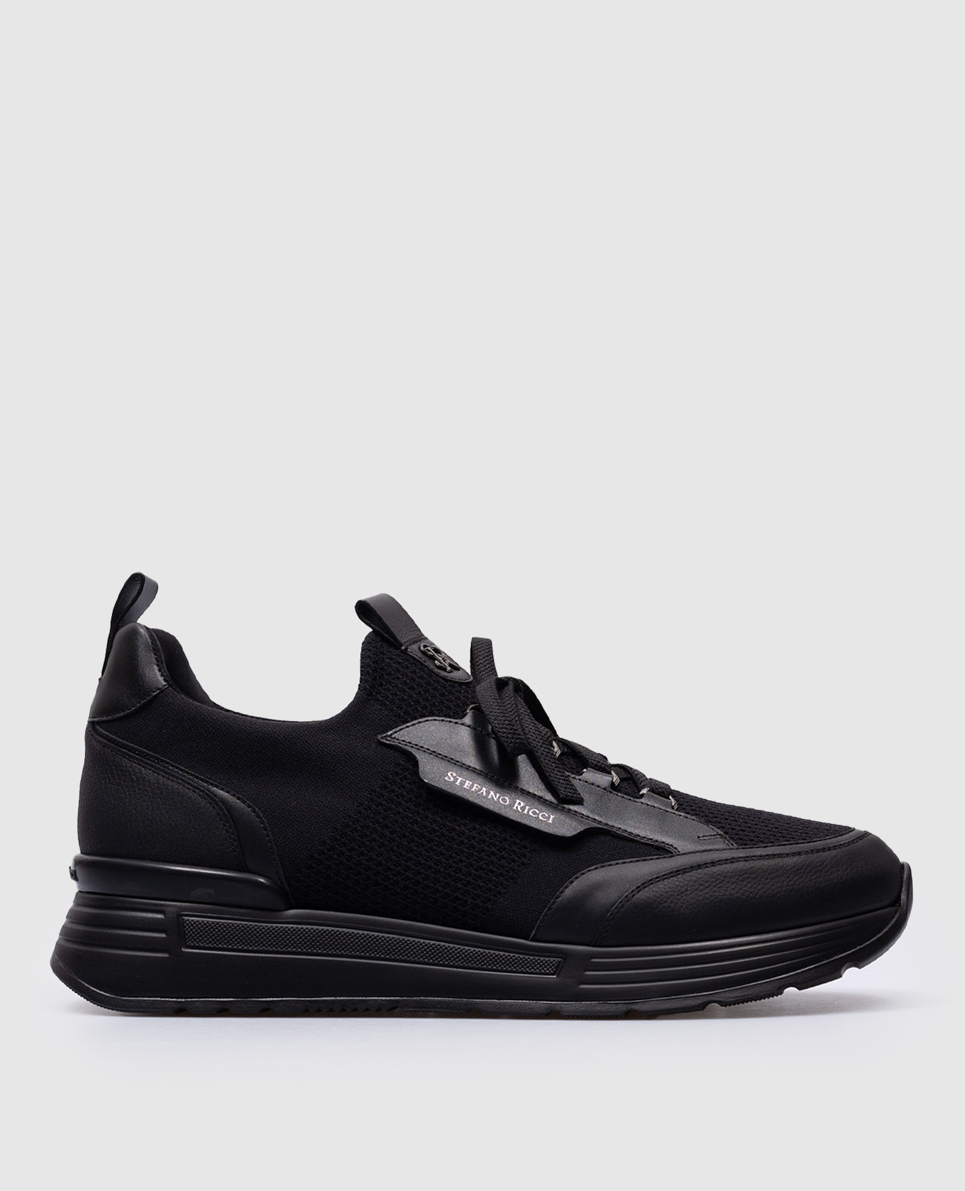 

Black combination sneakers with logo Stefano Ricci, Черный