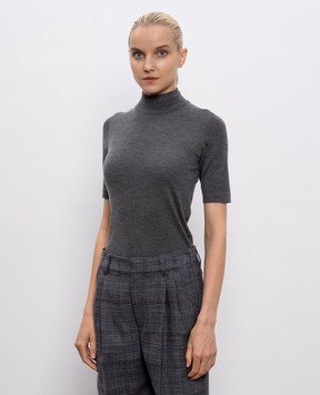 Brunello Cucinelli Gray cashmere and silk top M13800004P