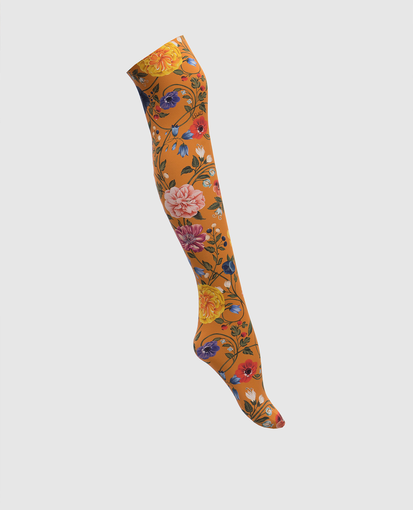 

Orange pantyhose in a floral pattern La DoubleJ